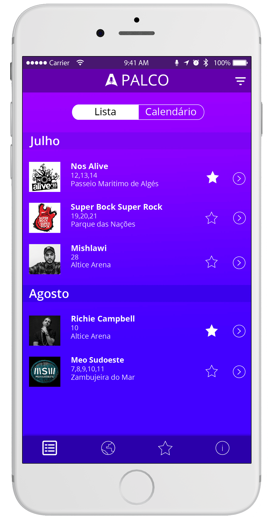 Ecrã Lista