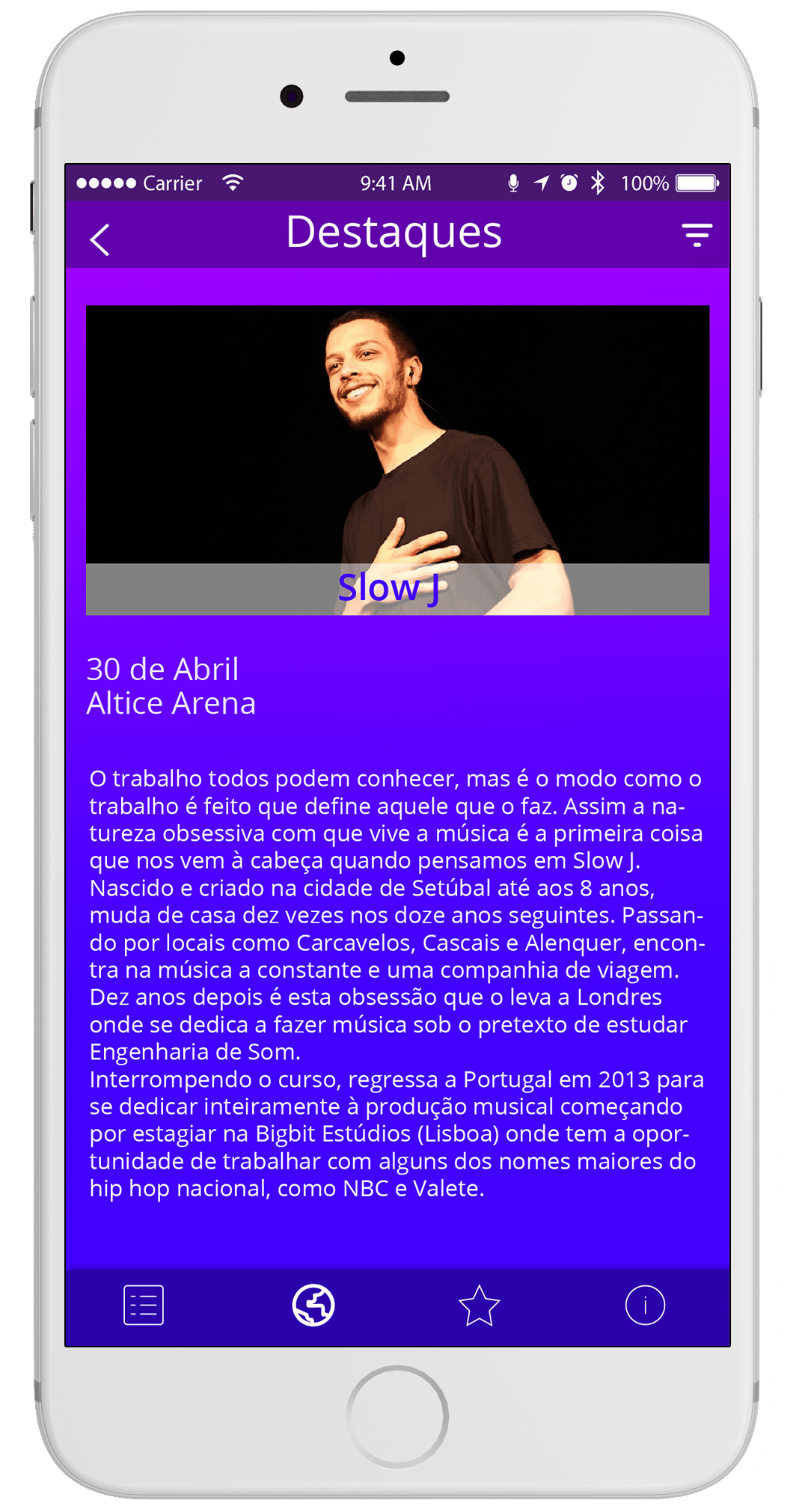Ecrã Favoritos